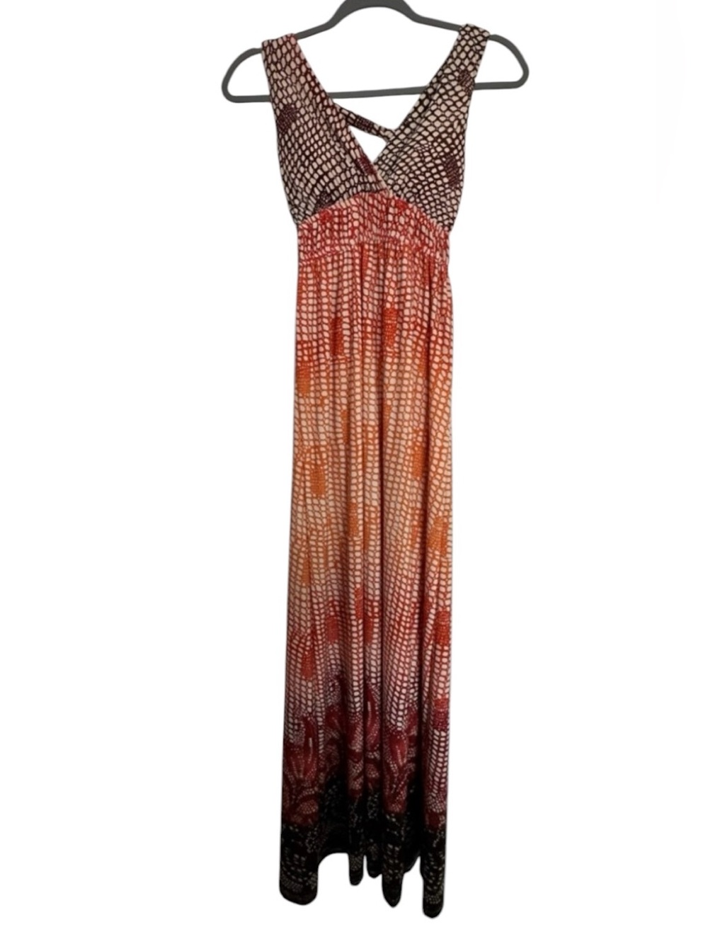 AS U WISH Boho Halter Maxi Dress Small - Earthy Geometric Print